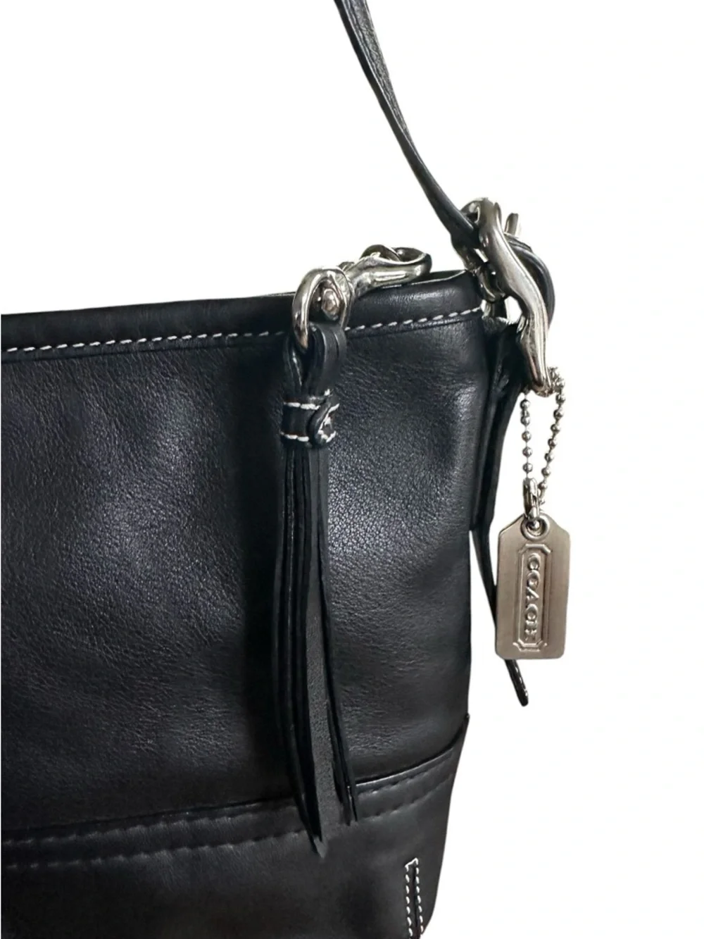 Vintage Coach Y2K Black Leather Mini Shoulder Bag Style 1507 - Picture 6 of 12